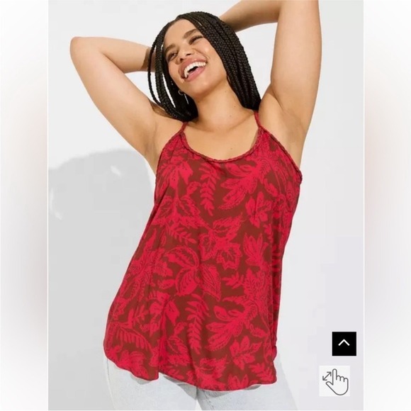 torrid Tops - Torrid Cottage Boho Leaf Print Braided Strap Tank Top Large NWT Tropical Summer